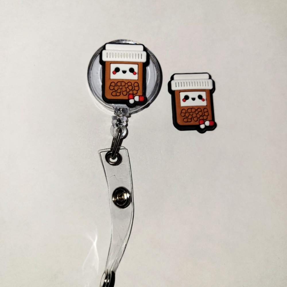 Pill Bottle Retractable Badge & Jibbitz Charm